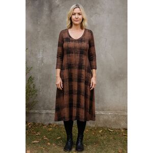 Cutloose Brown Black Long Sleeve Midi Dress   Women's Size Medium